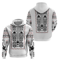 Ukraine Military Vyshyvanka Pattern Zip Hoodie Ukrainian Heritage White Tactical Style - Wonder Print Shop