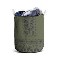 Ukraine Military Vyshyvanka Pattern Laundry Basket Ukrainian Heritage Green Tactical Style - Wonder Print Shop