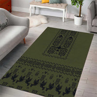 Ukraine Military Vyshyvanka Pattern Area Rug Ukrainian Heritage Green Tactical Style - Wonder Print Shop