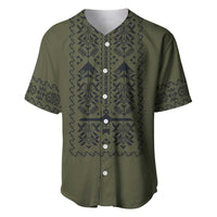 Ukraine Military Vyshyvanka Pattern Baseball Jersey Ukrainian Heritage Green Tactical Style - Wonder Print Shop