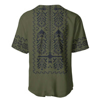 Ukraine Military Vyshyvanka Pattern Baseball Jersey Ukrainian Heritage Green Tactical Style - Wonder Print Shop