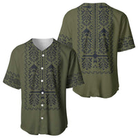 Ukraine Military Vyshyvanka Pattern Baseball Jersey Ukrainian Heritage Green Tactical Style - Wonder Print Shop