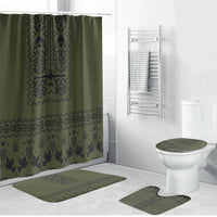Ukraine Military Vyshyvanka Pattern Bathroom Set Ukrainian Heritage Green Tactical Style - Wonder Print Shop