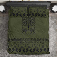 Ukraine Military Vyshyvanka Pattern Bedding Set Ukrainian Heritage Green Tactical Style - Wonder Print Shop