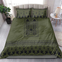 Ukraine Military Vyshyvanka Pattern Bedding Set Ukrainian Heritage Green Tactical Style - Wonder Print Shop
