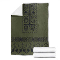 Ukraine Military Vyshyvanka Pattern Blanket Ukrainian Heritage Green Tactical Style - Wonder Print Shop