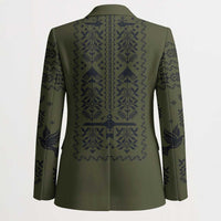 Ukraine Military Vyshyvanka Pattern Blazer Ukrainian Heritage Green Tactical Style - Wonder Print Shop
