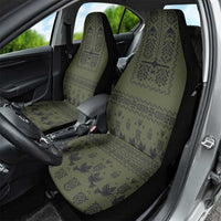 Ukraine Military Vyshyvanka Pattern Car Seat Cover Ukrainian Heritage Green Tactical Style - Wonder Print Shop