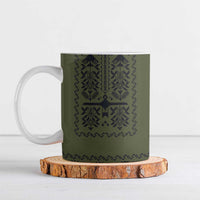Ukraine Military Vyshyvanka Pattern Ceramic Mug Ukrainian Heritage Green Tactical Style - Wonder Print Shop