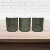 Ukraine Military Vyshyvanka Pattern Ceramic Mug Ukrainian Heritage Green Tactical Style - Wonder Print Shop
