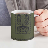 Ukraine Military Vyshyvanka Pattern Ceramic Mug Ukrainian Heritage Green Tactical Style - Wonder Print Shop