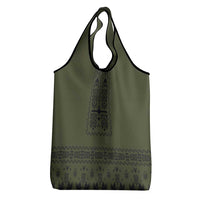 Ukraine Military Vyshyvanka Pattern Grocery Bag Ukrainian Heritage Green Tactical Style - Wonder Print Shop