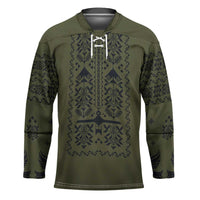 Ukraine Military Vyshyvanka Pattern Hockey Jersey Ukrainian Heritage Green Tactical Style - Wonder Print Shop