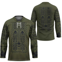 Ukraine Military Vyshyvanka Pattern Hockey Jersey Ukrainian Heritage Green Tactical Style - Wonder Print Shop