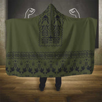 Ukraine Military Vyshyvanka Pattern Hooded Blanket Ukrainian Heritage Green Tactical Style - Wonder Print Shop