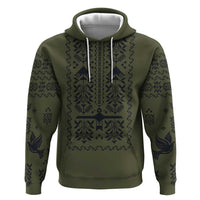 Ukraine Military Vyshyvanka Pattern Hoodie Ukrainian Heritage Green Tactical Style - Wonder Print Shop