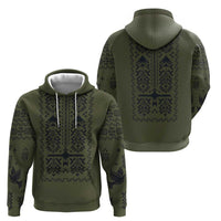 Ukraine Military Vyshyvanka Pattern Hoodie Ukrainian Heritage Green Tactical Style - Wonder Print Shop