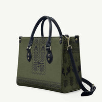 Ukraine Military Vyshyvanka Pattern Leather Bag Ukrainian Heritage Green Tactical Style - Wonder Print Shop