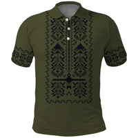 Ukraine Military Vyshyvanka Pattern Polo Shirt Ukrainian Heritage Green Tactical Style - Wonder Print Shop