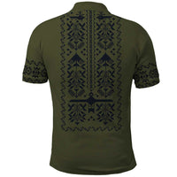Ukraine Military Vyshyvanka Pattern Polo Shirt Ukrainian Heritage Green Tactical Style - Wonder Print Shop