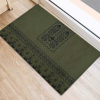 Ukraine Military Vyshyvanka Pattern Rubber Doormat Ukrainian Heritage Green Tactical Style - Wonder Print Shop