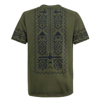 Ukraine Military Vyshyvanka Pattern Rugby Jersey Ukrainian Heritage Green Tactical Style - Wonder Print Shop