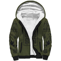 Ukraine Military Vyshyvanka Pattern Sherpa Hoodie Ukrainian Heritage Green Tactical Style - Wonder Print Shop