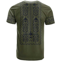 Ukraine Military Vyshyvanka Pattern T Shirt Ukrainian Heritage Green Tactical Style - Wonder Print Shop