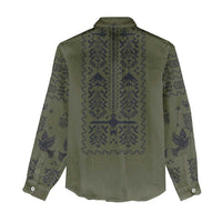 Ukraine Military Vyshyvanka Pattern Women Casual Shirt Ukrainian Heritage Green Tactical Style - Wonder Print Shop