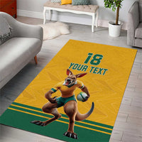 Custom Australia Rugby Area Rug Wallabies Mascot Sporty Style - Wonder Print Shop