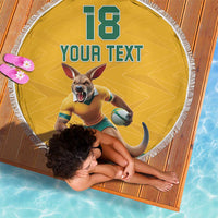 Custom Australia Rugby Beach Blanket Wallabies Mascot Sporty Style - Wonder Print Shop