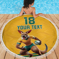 Custom Australia Rugby Beach Blanket Wallabies Mascot Sporty Style - Wonder Print Shop