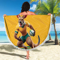 Custom Australia Rugby Beach Blanket Wallabies Mascot Sporty Style - Wonder Print Shop