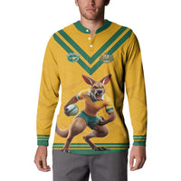 Custom Australia Rugby Button Sweatshirt Wallabies Mascot Sporty Style - Wonder Print Shop