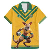 Custom Australia Rugby Family Matching Mermaid Dress and Hawaiian Shirt Wallabies Mascot Sporty Style - Wonder Print Shop
