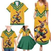 Custom Australia Rugby Family Matching Summer Maxi Dress and Hawaiian Shirt Wallabies Mascot Sporty Style - Wonder Print Shop