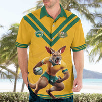 Custom Australia Rugby Hawaiian Shirt Wallabies Mascot Sporty Style - Wonder Print Shop