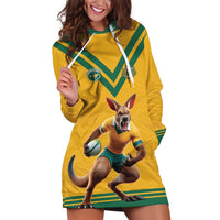Custom Australia Rugby Hoodie Dress Wallabies Mascot Sporty Style - Wonder Print Shop