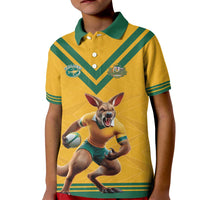 Custom Australia Rugby Kid Polo Shirt Wallabies Mascot Sporty Style - Wonder Print Shop