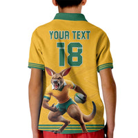 Custom Australia Rugby Kid Polo Shirt Wallabies Mascot Sporty Style - Wonder Print Shop