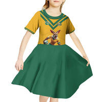 Custom Australia Rugby Kid Short Sleeve Dress Wallabies Mascot Sporty Style - Wonder Print Shop