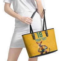 Custom Australia Rugby Leather Tote Bag Wallabies Mascot Sporty Style - Wonder Print Shop