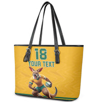 Custom Australia Rugby Leather Tote Bag Wallabies Mascot Sporty Style - Wonder Print Shop