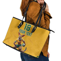 Custom Australia Rugby Leather Tote Bag Wallabies Mascot Sporty Style - Wonder Print Shop