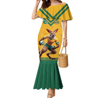 Custom Australia Rugby Mermaid Dress Wallabies Mascot Sporty Style - Wonder Print Shop