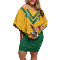 Custom Australia Rugby Off Shoulder Short Dress Wallabies Mascot Sporty Style - Wonder Print Shop