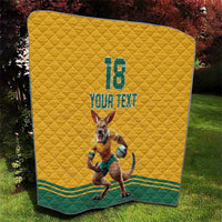 Custom Australia Rugby Quilt Wallabies Mascot Sporty Style - Wonder Print Shop