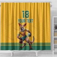 Custom Australia Rugby Shower Curtain Wallabies Mascot Sporty Style - Wonder Print Shop
