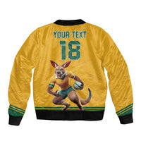 Custom Australia Rugby Sleeve Zip Bomber Jacket Wallabies Mascot Sporty Style - Wonder Print Shop