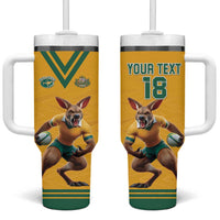 Custom Australia Rugby Tumbler With Handle Wallabies Mascot Sporty Style - Wonder Print Shop